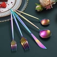 thumbnail image 5 of Just Houseware Matte Rainbow Silverware, Satin Finish, Stainless Steel Flatware Cutlery Set of 20 Pieces (4 Dinner Knives, 4 Dinner Forks, 4 Dinner Spoons, 4 Teaspoons, 4 Salad Forks), 5 of 7