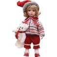 thumbnail image 2 of Northlight 14.5" Alpine Chic Porcelain "Morgan" with Teddy Bear Standing Collectible Christmas Doll, 2 of 2