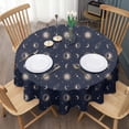 thumbnail image 3 of Dark Blue Sun Moon Rocket Pattern Round Tablecloth 60"x60",Wrinkle Wipeable Table Cloth for Kitchen Dining Room Picnic Patio Party, 3 of 6