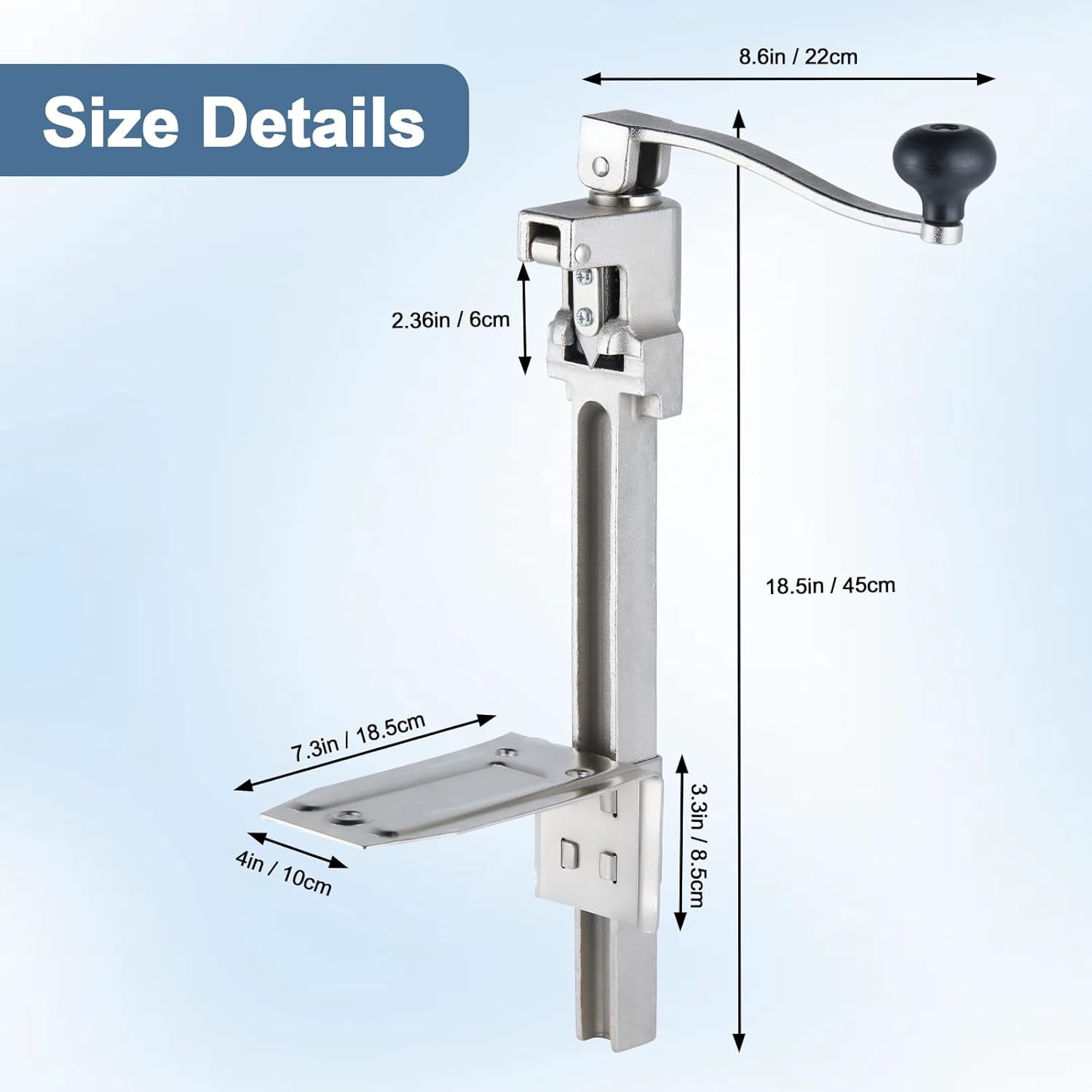 Commercial Can Opener Heavy Duty for Large Cans Industrial Can Openers for Big Cans Manual Stainless Steel Table Can Openers Restaurant Can Opener Up To 11" Tall For Bars Hotel Kitchen