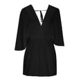 thumbnail image 5 of Women Swimsuit Crochet Coverup Long Sleeve V Neck Beach Knit Bathing Suits Cover Ups Mesh Bikini Hollow Out Dress Black Free Size, 5 of 7