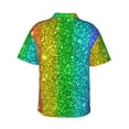 thumbnail image 4 of Rainbow Sparkling Men's 3d Print Casual Button Down Shirts, Novelty Hawaiian Short Sleeves 2xl, 4 of 8