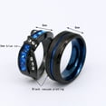 thumbnail image 2 of Matching Rings Couple Ring Black Gold Plated 1CT Blue CZ Women Wedding Ring Set Male Ring, 2 of 7