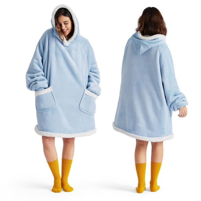 Sudadera con capucha para adultos y niños, color azul cielo, talla pequeña