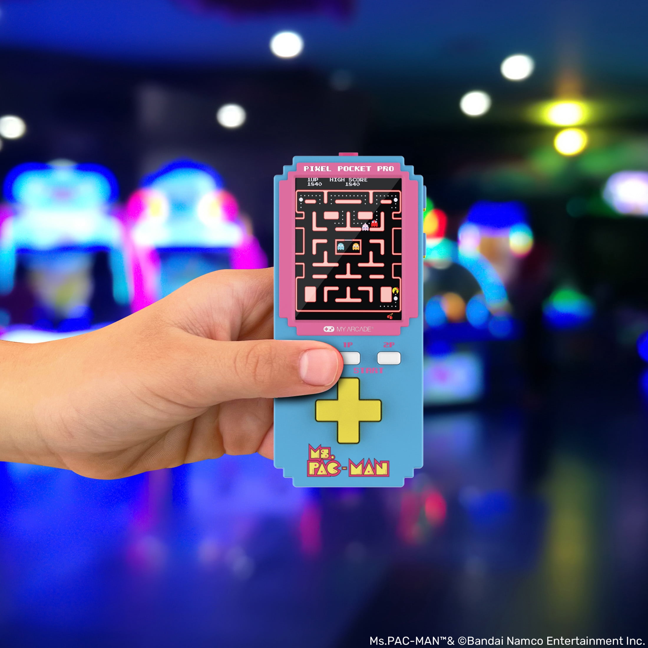 My Arcade Ms. Pac-Man Pixel Pocket Pro: Officially Licensed Ms. Pac-Man Video Game, Portable Keychain Arcade