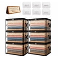 thumbnail image 4 of Large Clear Thick Plastic Storage Box with Hinged Lid, Stackable Collapsible Organizer Container for Books Files Magazines, Heavy Duty Book Storage Bin for Bedroom Office Dorm(Black，Medium,6PCS), 4 of 9