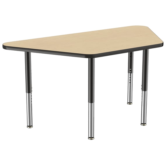 ECR4Kids 30in x 60in Trapezoid Everyday T-Mold Adjustable Activity Table Maple/Black/Black - Super Leg