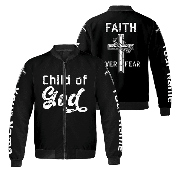 Lotusprinthandmade Personalized Child of God All-over Print Bomber Jacket S-5XL Multicolor (S), religious faith jacket