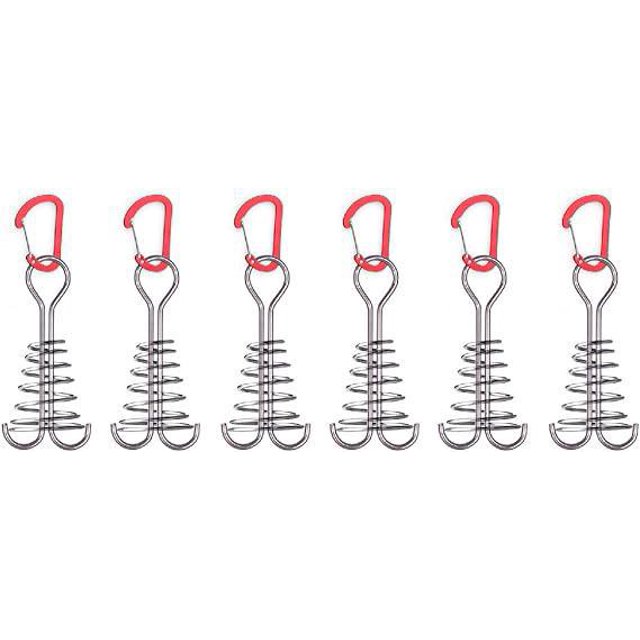 6 Pcs Octopus Wind Rope Fixing Buckle (Red), Deck Anchor Nail, Aluminum Tent Pile with Spring Buckle, Sunshade Anchor Weave Pile and Outdoor Wooden Deck Board with Hooks and loops for camping