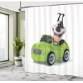 thumbnail image 4 of Ambesonne Dog Driver Shower Curtain, Fun Dog Sports Car, 69"Wx75"L, Lime Green Grey Brown, 4 of 4