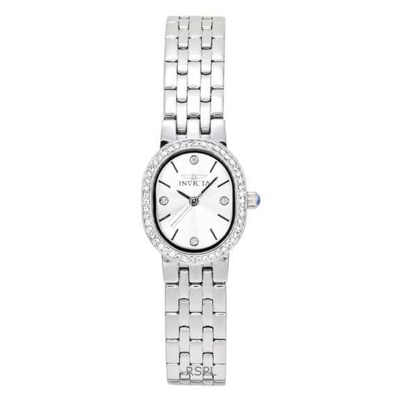 Invicta Montre Femme Angel Accents Cristal Acier Inoxydable Cadran Argenté Quartz 48134