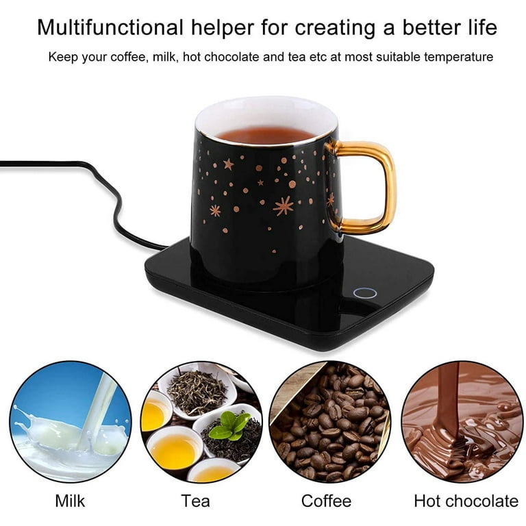 Misby Coffee Warmer for Desk Mug Warmer with Automatic Shut Off Electric  Beverage Warmer Plate for Coffee,Cocoa,Tea,Water and Milk (Black)