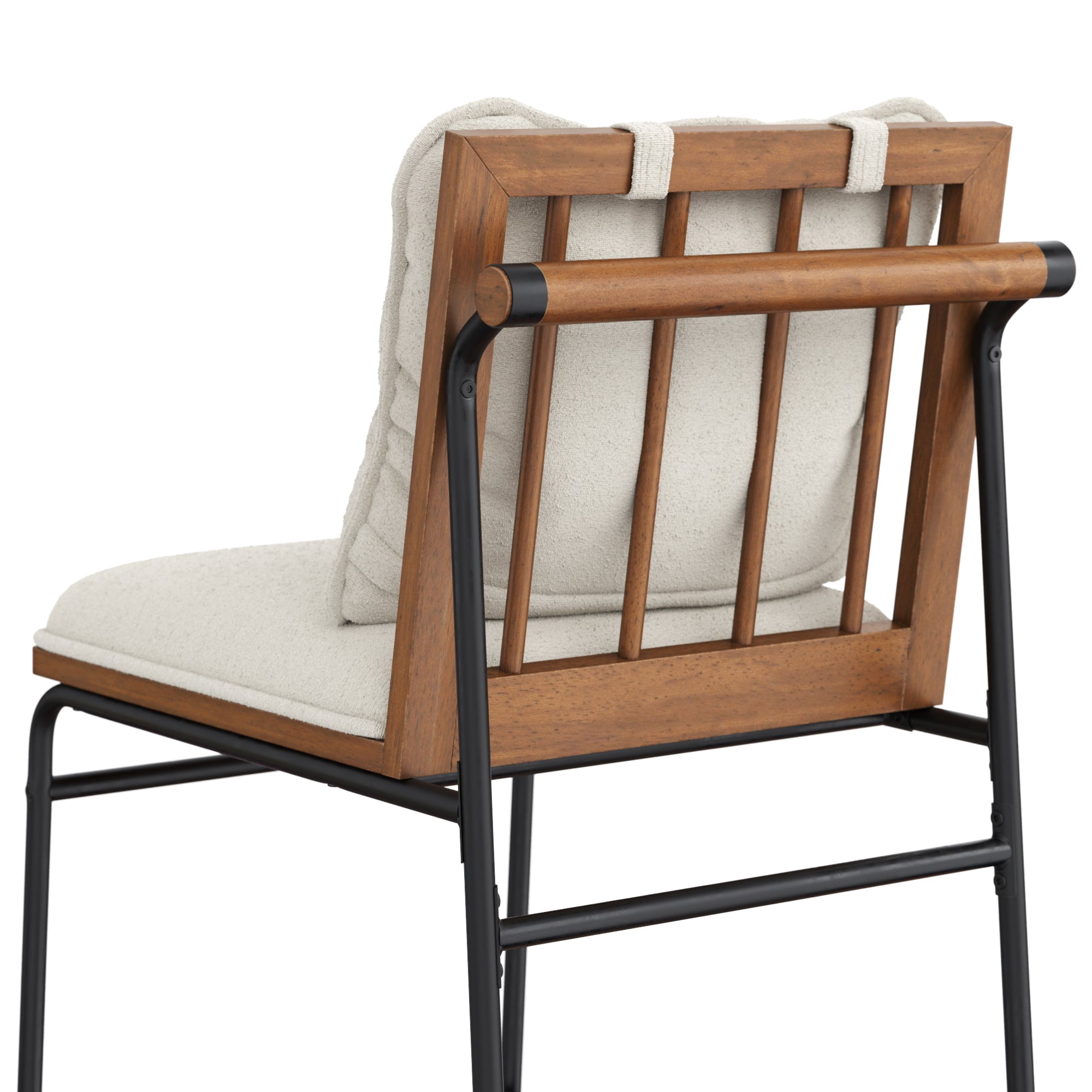 Nathan James Irie Scandinavian Counter Height Cushioned Bar Stool, Kitchen Bar Stool with Boucle Upholstery, Metal Legs, and Solid Wood Frame, Cream Boucle/Black