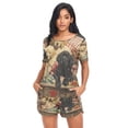 thumbnail image 4 of Women Pajama Sets Short Sleeve Sweatshirts Three Puppies in Basket Casual Tops and Shorts, 4 of 7
