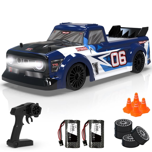 Carro de control remoto RC Drift Car 1/14 RC Car 2.4GHz 4WD 25km/h RC Race Car Alta velocidad Niños Regalo RTR con 2 baterías Romacci Carro de control remoto