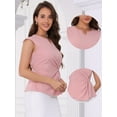thumbnail image 2 of DARING DIVA Women's Cap Sleeve Twist Front Office Dressy Tops L Pink, 2 of 6