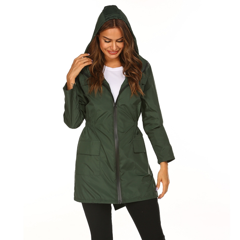 Women Waterproof Lightweight Rain Jacket Packable Outdoor Hooded Raincoat - image 4 of 6