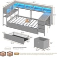 thumbnail image 3 of Twin Size Daybed with Drawers and Bookcase Storage,Corner Bed Frame with Desk,Charging Station and Led Lights,Twin Metal Platform Bed Frame with Open Shelves,Gray, 3 of 9