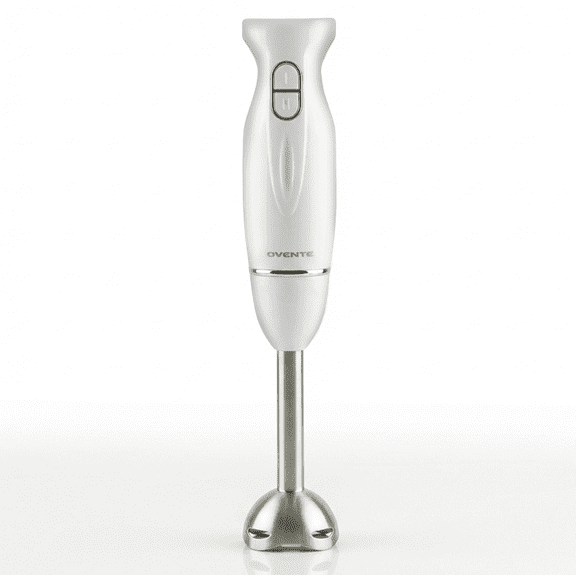 OVENTE Electric Corded Hand Blender, 300W with 2 Mixing Speeds White HS560W | Handheld Immersion Stick Mixer with Stainless Steel Blades for Smoothies, Purees & Baby Food