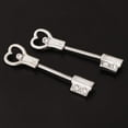 thumbnail image 3 of Abbracc 1 Pair Stainless Steel Heart Key Shape Barbells Nipple Bar Piercing Rhinestone Jewelry, 3 of 9