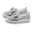 thumbnail image 2 of Xinyolin Women Bowknot Rhinestones Low Top Platform Sneakers Walking Loafers Nurse Shoes, 2 of 8