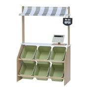 Teamson Kids Little Shopper Farmers' Market Play Stand, Olive