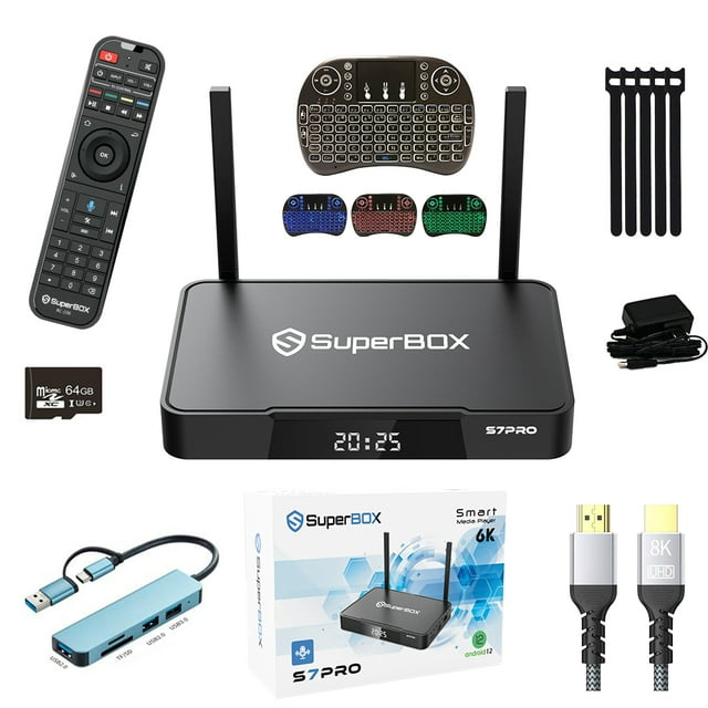 SuperBox S7 Pro Lecteur Multimédia en Continu Premium 2026, Android 12, Commande Vocale, Décalage Temporel, Contrôle Parental, 4 Go de RAM 32 Go de Stockage, Mise à Niveau S6