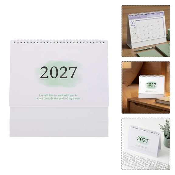 RENACLIPY Large Monthly Desktop Calendar 2026-2027 Green with Stand for Home
