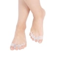 thumbnail image 3 of Separadores de dedos superpuestos con silicona para corrección del pulgar hacia afuera, para uso diurno y nocturno. Diseño práctico de separadores de dedos de silicona con doble orificio, 3 of 5
