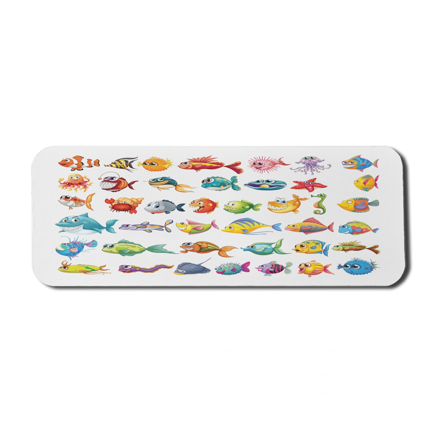 Fish Computer Mouse Pad, Composition of Sea Creatures Nursery Cartoon ...