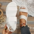 thumbnail image 4 of ELABCH Sandals for Women Summer Flats Sandals Leather Leisure Adhesive Band Sandals White Size 9, 4 of 4