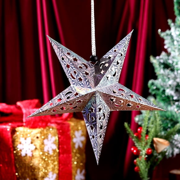 OULII 4Set Paper Star Lanterns With Lights For Home Decor And Office Use 11.79X11.79X2.75in