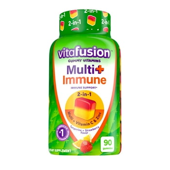 Vitafusion Multi+ Immune Support*  2-in-1 Benefits & Flavors  Adult Gummy s with  C, Zinc, Daily Multis, 90 Count