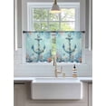 thumbnail image 3 of Sheer Curtains 45 Inch Length 2 Panels Set for Kitchen, Coastal Anchor Blue Semi Sheer Curtains for Windows, Summer Beach Nautical Coral Starfish Voile Window Treatments Rod Pocket Curtain, 3 of 7