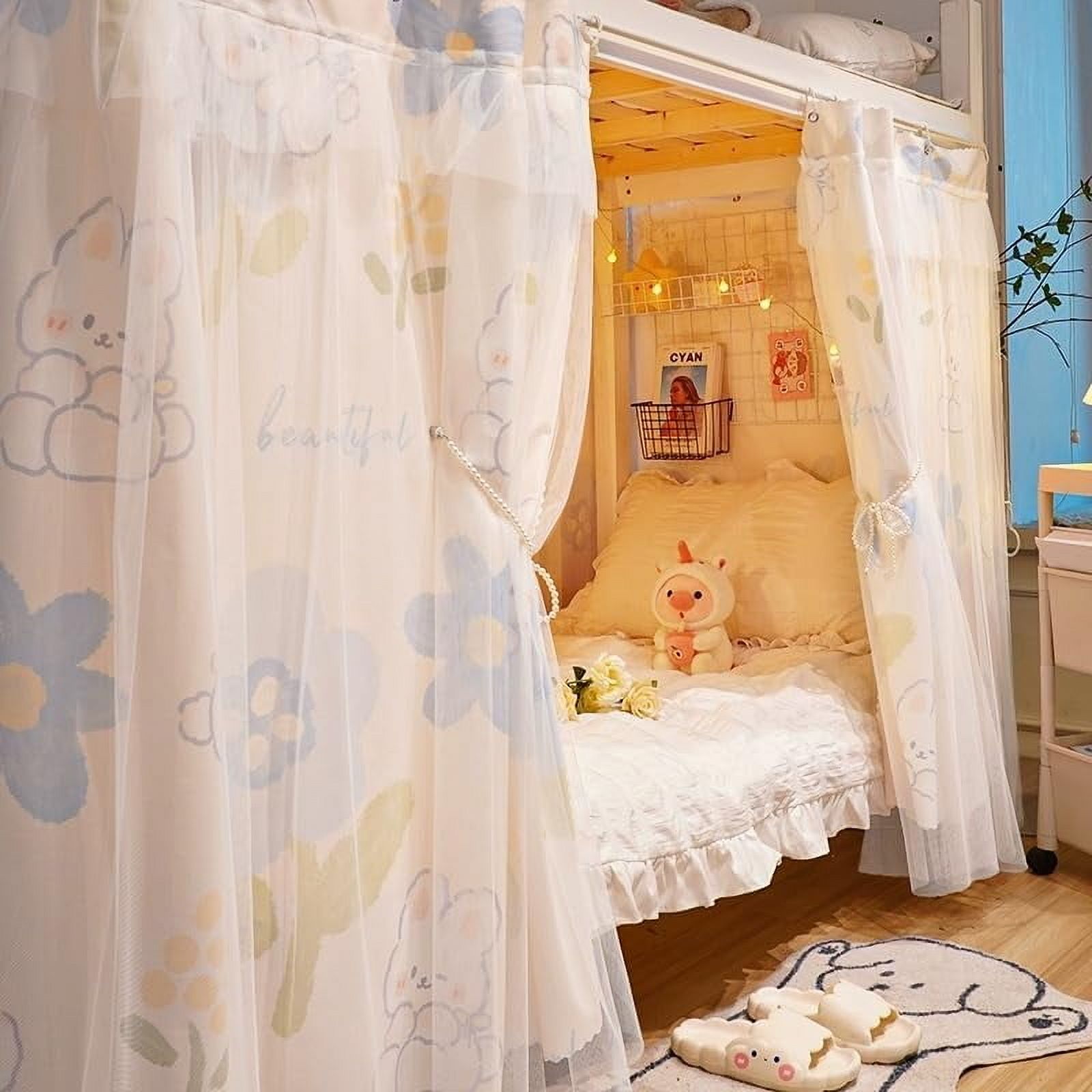 CAILDANL 2 Panels,Bottom Bunk Bed Curtains Cloth Breathable Bed Canopy Students Curtain Shading Nets for Single Bed