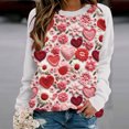 thumbnail image 3 of VALMASS Chandails en Molleton Col Rond pour Femmes Saint-Valentin Imprimé Floral Manches Longues Mode Décontractée Blouses Sans Capuche (TG, Rose-C), 3 of 3