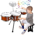 thumbnail image 1 of Batería para niños TWFRIC Jazz Drums con taburete para niños de 3 a 5 años, 1 of 7