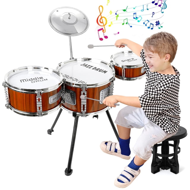 Batería para niños TWFRIC Jazz Drums con taburete para niños de 3 a 5 años