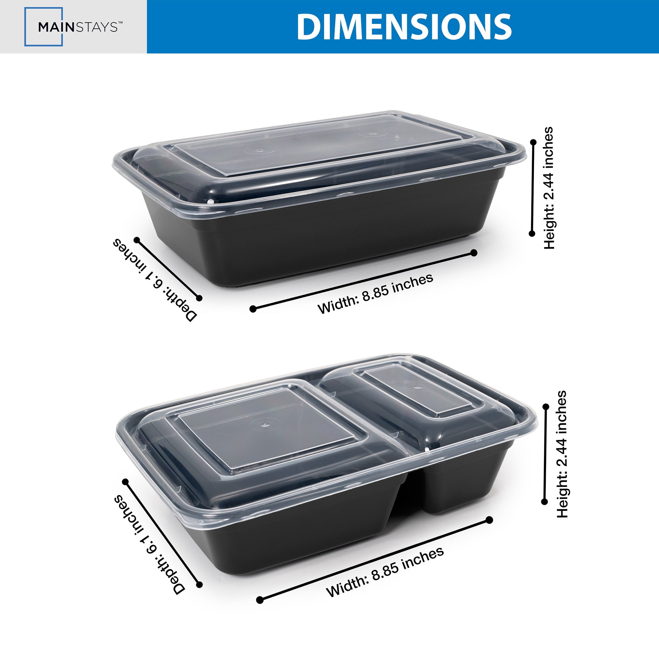 Mainstays 60-Piece Meal Prep Container Set with BPA-Free Plastic in Two Sizes