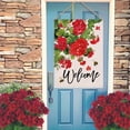 thumbnail image 2 of Drapeau Décoratif de Maison en Géranium « Welcome Summer », Fleurs Florales Rouges de Printemps Abeille Jardin Cour Décorations Extérieures, Déco Maison Ferme Extérieure Grande Double Face 28 x 40, 2 of 6