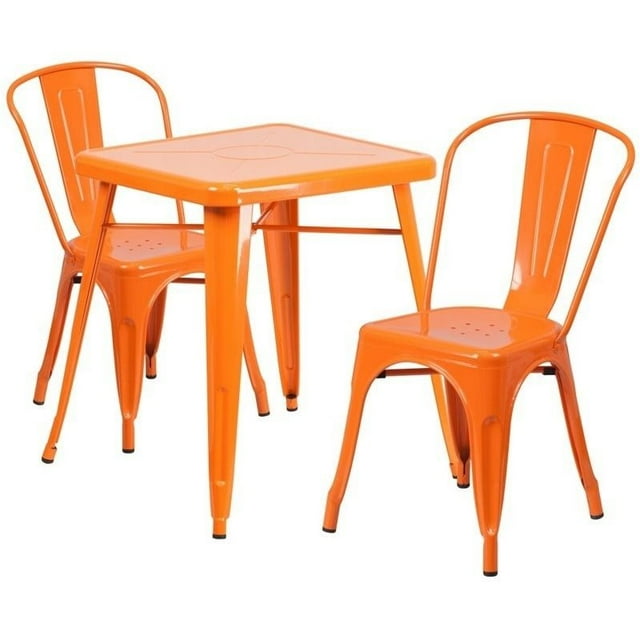 Bowery Hill Ensemble Bistro en Métal 3 Pcs Orange