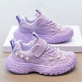 thumbnail image 3 of Girls Sneakers Mesh Platform Basketball Shoes Elegant Pearl Princess Dress Shoes Lace up Lightweight Tennis Shoes Purple 3.5 Big Kid, 3 of 7