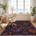 thumbnail image 3 of Design&I 4'x6' Washable Area Rug Pet Friendly & Non-Slip Built-In Grip Purple Orange Mystical Garden Lantern Motif Enchanted Floral Crystal for Reading Nook, Bedroom, 3 of 7