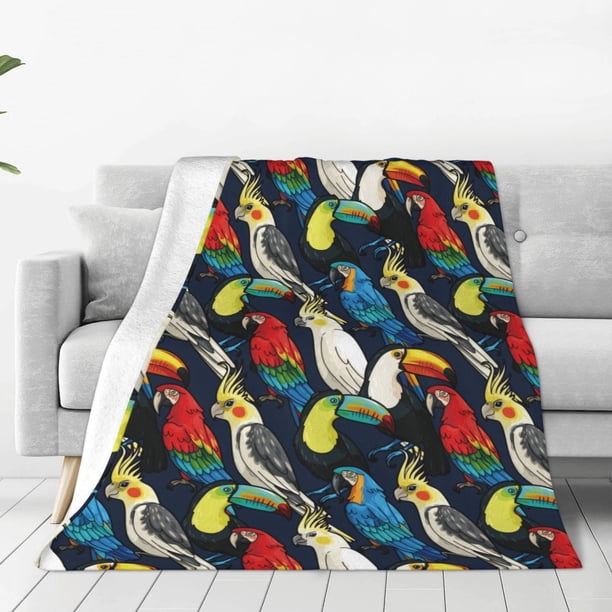 Balery Parrot Manta de Felpa Suave y Acogedora – Cobija de Franela Aterciopelada para Cama, Lavable y Cálida para Sofá, Mascotas, Transpirable-50"x40"