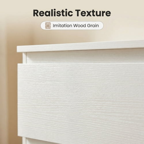 White 6 Drawer Dresser, Modern Dresser for Bedroom, Wood Storage Cabinet with 6 Deep Drawers, Concealed Handles for Living Room, Hallway Entryway