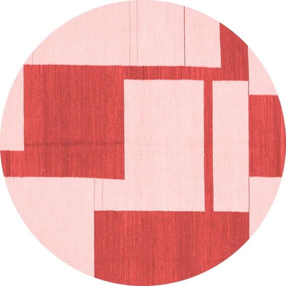 Ahgly Company Machine Washable Indoor Round Solid Red Modern Area Rugs, 7' Round