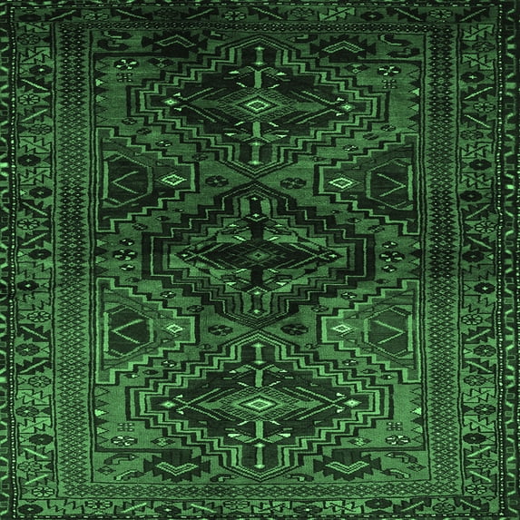 Ahgly Company Indoor Square Persian Emerald Green Traditional Area Rugs, 5' Square