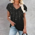 thumbnail image 2 of CEHVOM T-shirt Décontracté à Col en V pour Femmes Printemps et Été Imprimé Manches Courtes Liquidation, 2 of 5