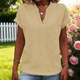 thumbnail image 4 of Casual Button Down Shirt Short Sleeve Top Linen Blend Loose Fit Tunic Blouse for Everyday Wear,Beige,S, 4 of 7