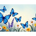 thumbnail image 4 of Beautiful Blue Butterflies and Pink Flowers Background Banner Party Decorations Backdrop Photography Props Spring Events Garden Parties Wedding Decorations, 4 of 4